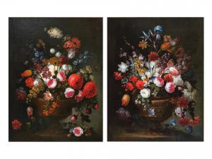 Coppia di Vasi di fiori, Mario Nuzzi, detto de' Fiori (Penna San Giovanni 1603 - Roma 1673)